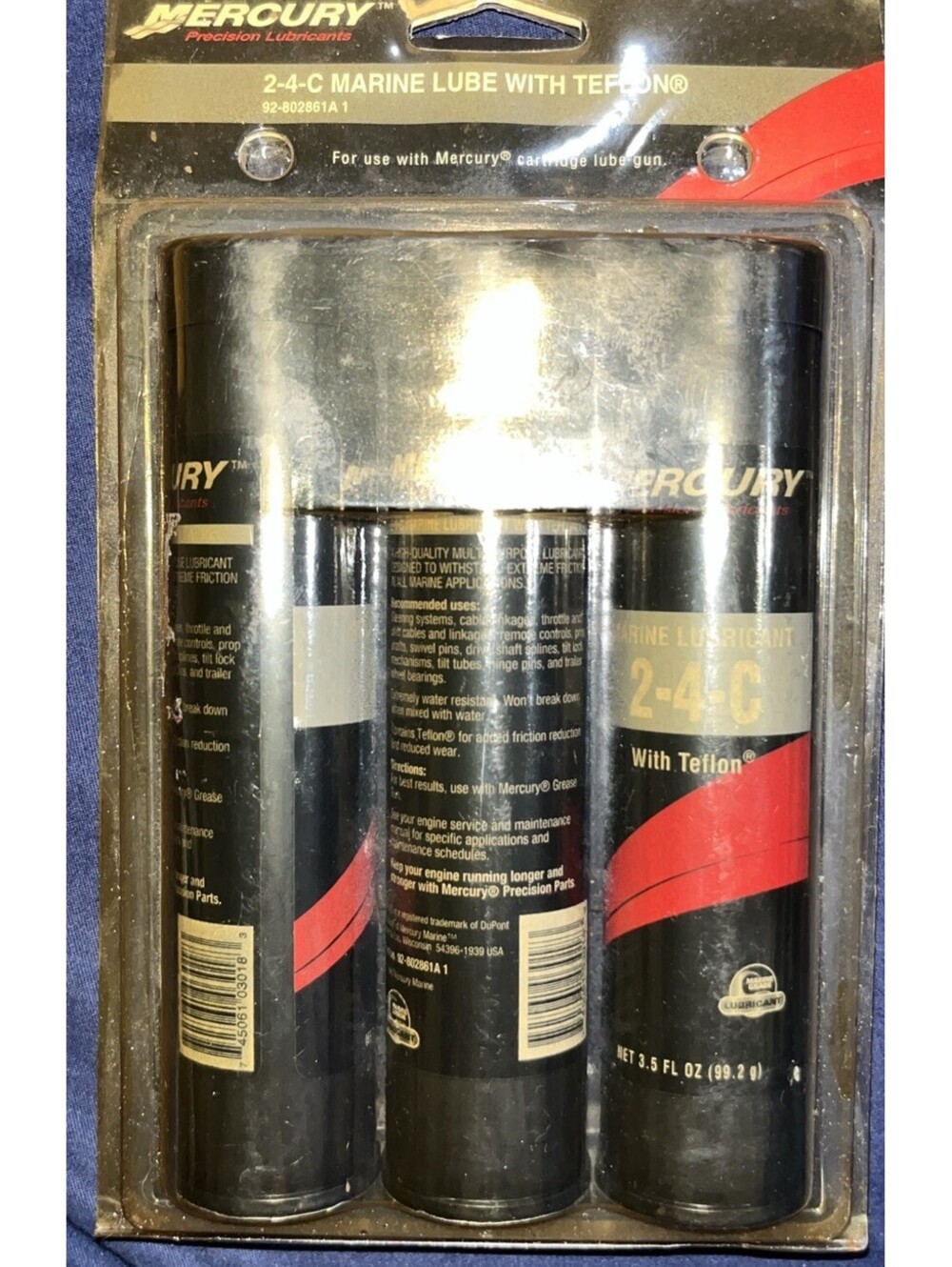NOS 3 Tubes Mercury OEM 2-4-C Marine Lubricant 3 Oz with Teflon 802861A1